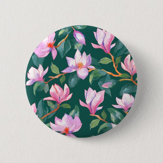 Badge Rond 5 Cm Magnolia en fleurs (Devant)