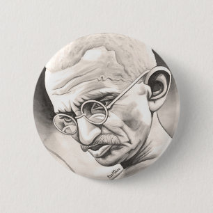 Badge Rond 5 Cm Mahatma Gandhi
