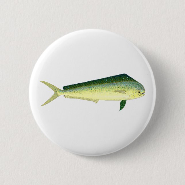Badge Rond 5 Cm Mahi Mahi - art de poissons de dauphin (Devant)