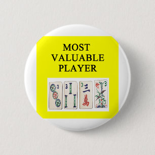 Badge Rond 5 Cm MAHJONG la plupart de joueur précieux