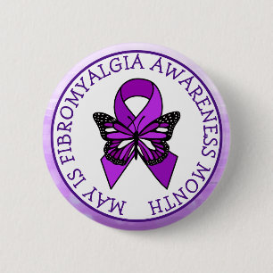 Badge Rond 5 Cm Mai est Fibromyalgia Butterfly Awareness Mois