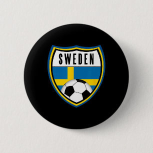Badge Rond 5 Cm Maillot de foot Suède Drapeau suédois 