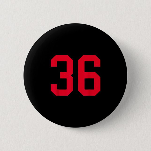 Badge Rond 5 Cm Maillot rouge et noir numéro 36 Joueur uniforme #3 (Devant)