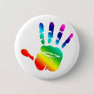Badge Rond 5 Cm Main arc-en-ciel