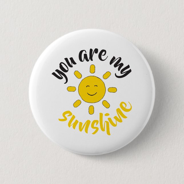 Badge Rond 5 Cm Main Jaune dessinée Soleil Bonjour soleil Image Su (Devant)