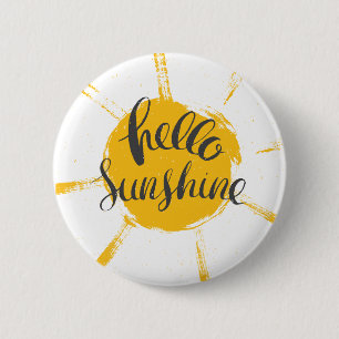 Badge Rond 5 Cm Main Jaune dessinée Sun Hello Sunshine Image