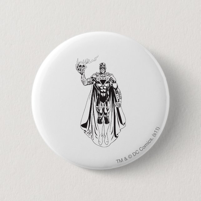Badge Rond 5 Cm Main noire avec le crâne 3 (Devant)