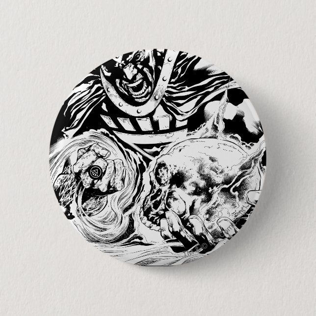 Badge Rond 5 Cm Main noire avec le panneau 2 de crâne (Devant)