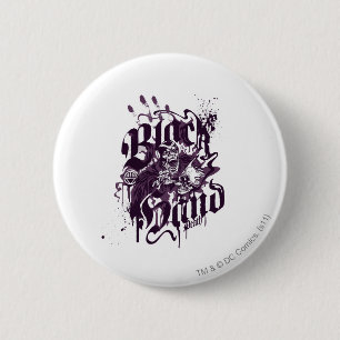 Badge Rond 5 Cm Main noire - collage pourpre
