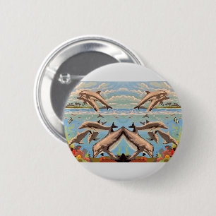 Badge Rond 5 Cm Main Painted by Number Dolphins