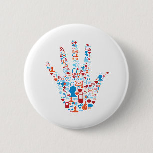Badge Rond 5 Cm Main sociale de réseau