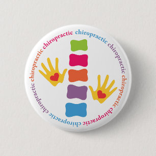 Badge Rond 5 Cm Mains de chiropractie et bouton d'épine