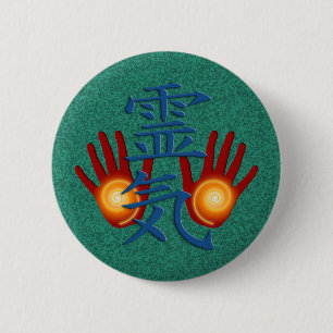 Badge Rond 5 Cm Mains de Reiki