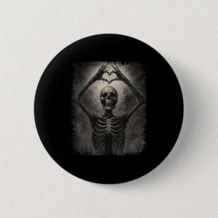 Badge Rond 5 Cm Mains de squelette effrayantes signe du cœur drôle