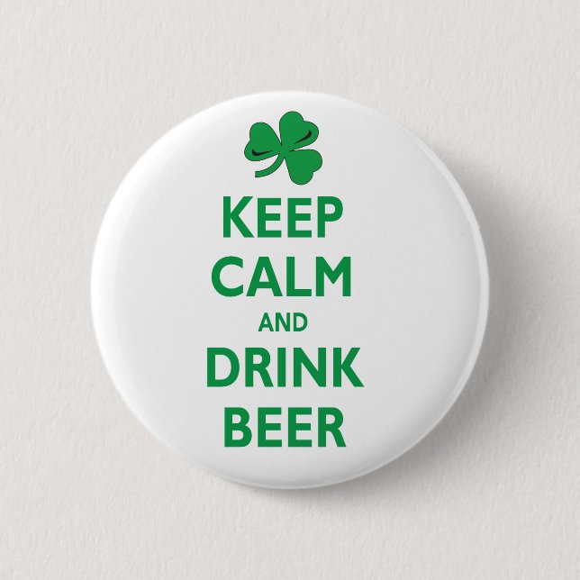 Badge Rond 5 Cm Maintenez bière calme et de boissons (Devant)