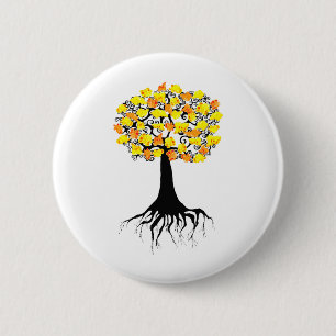 Badge Rond 5 Cm Maïs éclaté sautant sur l'abricotier