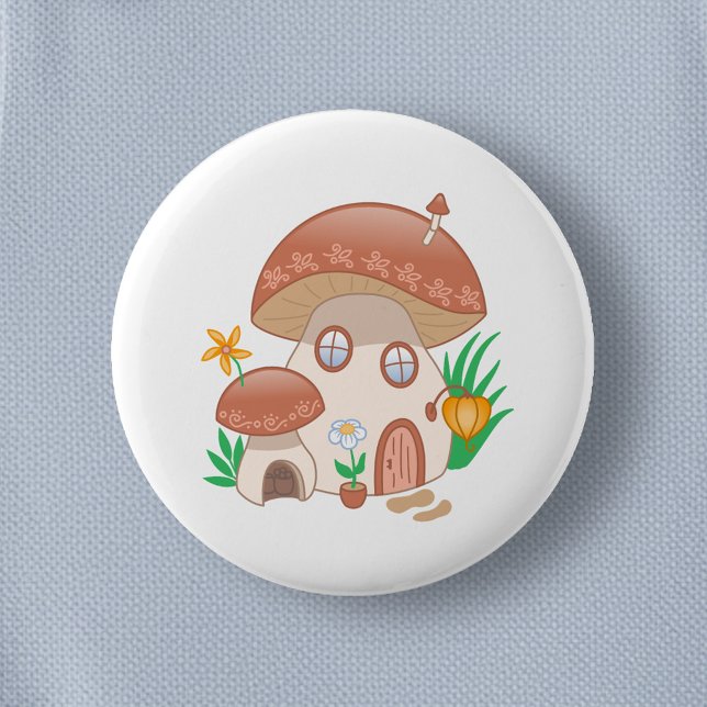 Badge Rond 5 Cm Maison de champignons de fée Whimsical (Créateur téléchargé)