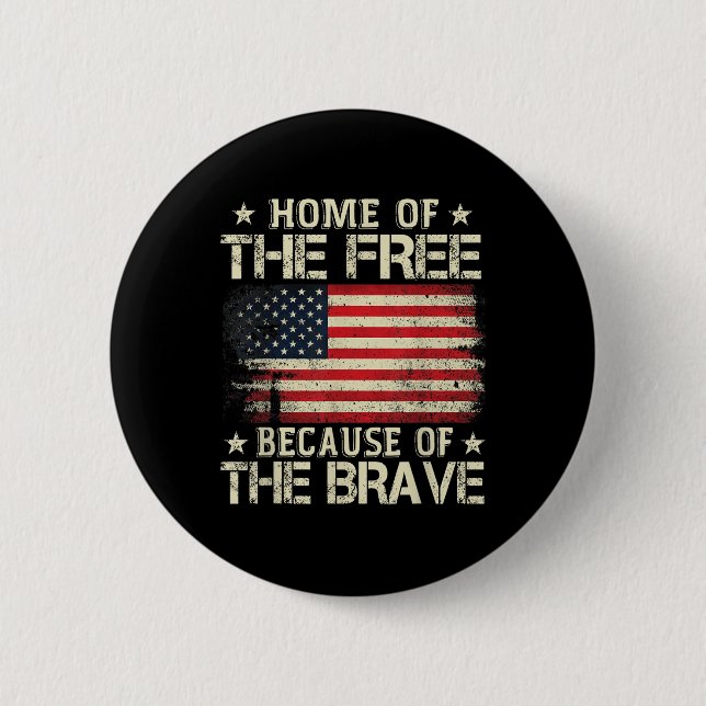 Badge Rond 5 Cm Maison De La Liberté À Cause Du Brave Drapeau Usa (Devant)