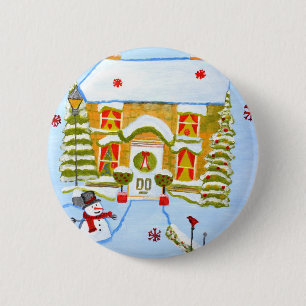 Badge Rond 5 Cm Maison de Noël