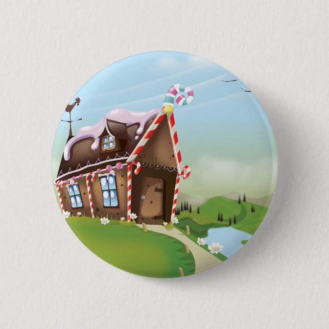Badge Rond 5 Cm Maison de pain d'épices (Devant)