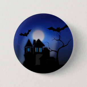 Badge Rond 5 Cm Maison effrayante