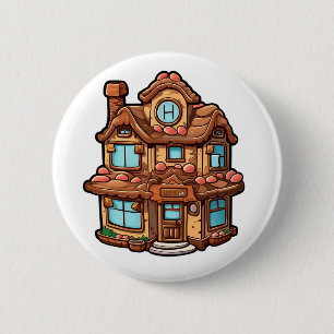 Badge Rond 5 Cm Maison en pain d'épices
