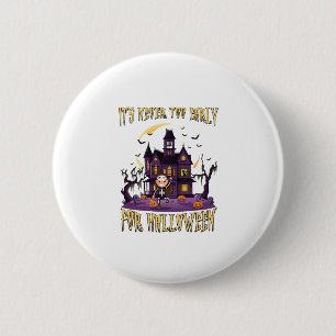 Badge Rond 5 Cm Maison Hantée Halloween Cimetière Squelette