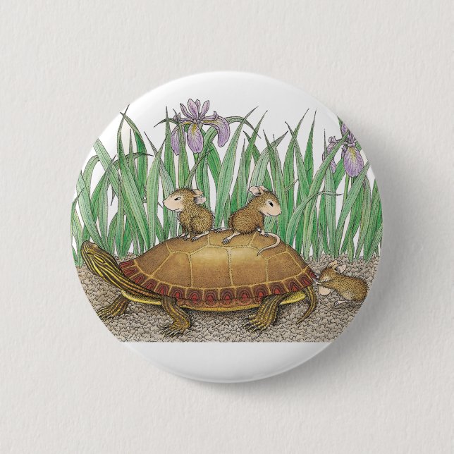 Badge Rond 5 Cm Maison-Souris Designs® - goupilles (Devant)