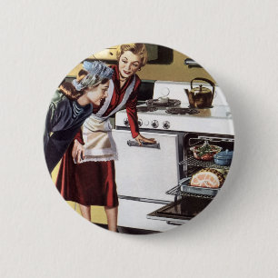 Badge Rond 5 Cm Maison vintage Intérieur, Maman dans la Cuisine de