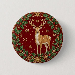 Badge Rond 5 Cm Majesté de l'Hiver Cramoisi