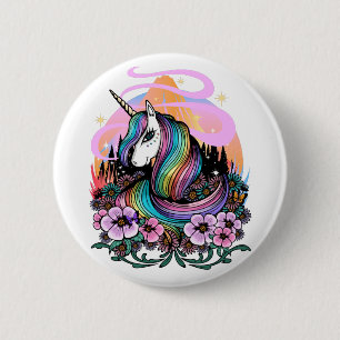 Badge Rond 5 Cm Majestic Unicorn