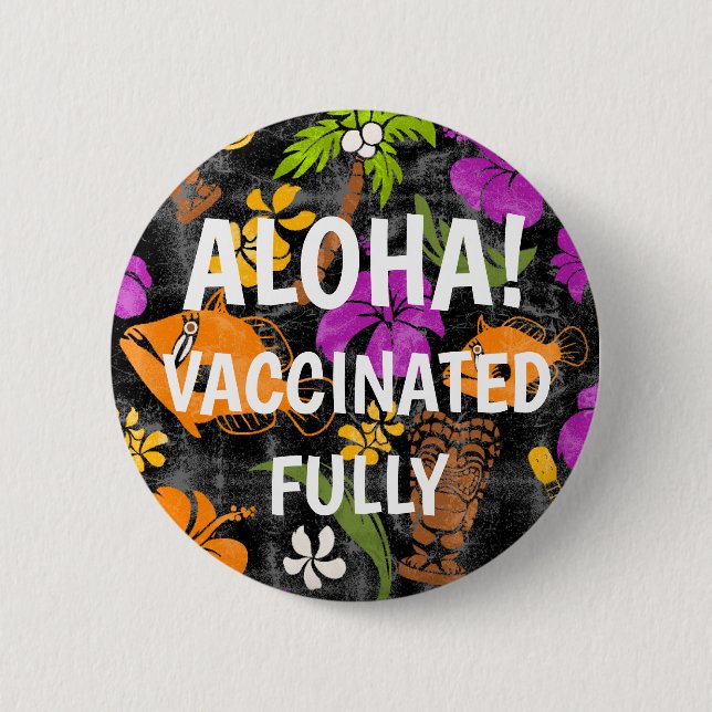 Badge Rond 5 Cm Makapuu Beach Hawaiian Batik Aloha Vacciné (Devant)