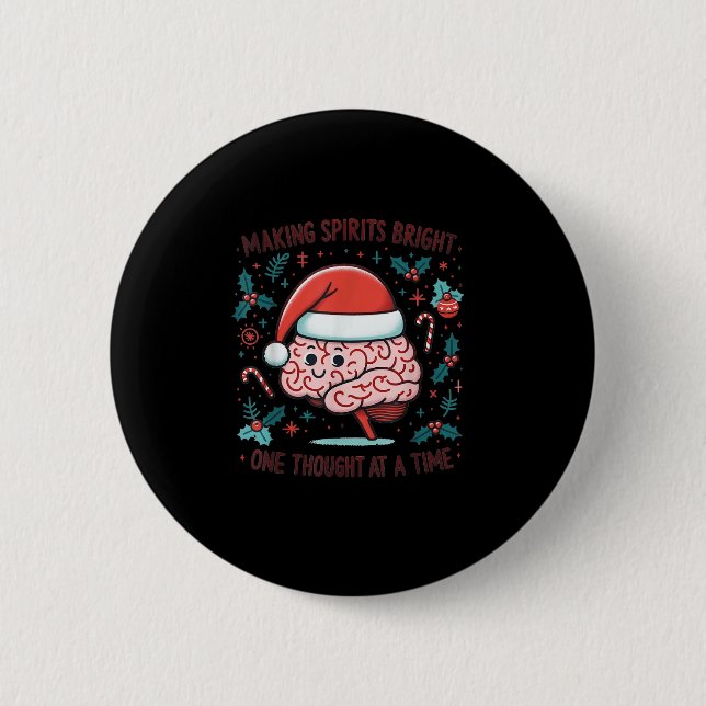 Badge Rond 5 Cm Making Srits Bright Funny Brain Christmas Mental H (Devant)