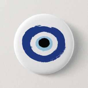 Badge Rond 5 Cm Mal Oeil Artiste Bleu Grec