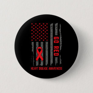 Badge Rond 5 Cm Maladie cardiaque Drapeau américain Aller Maladie 