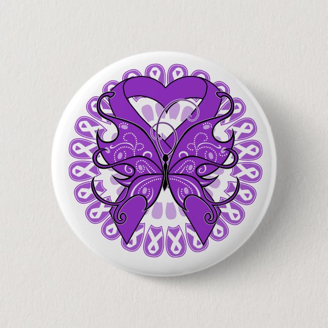 Badge Rond 5 Cm Maladie d'Alzheimer Cercle papillon de rubans (Devant)