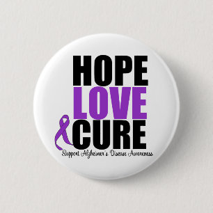 Badge Rond 5 Cm Maladie d'Alzheimer de traitement d'amour d'espoir