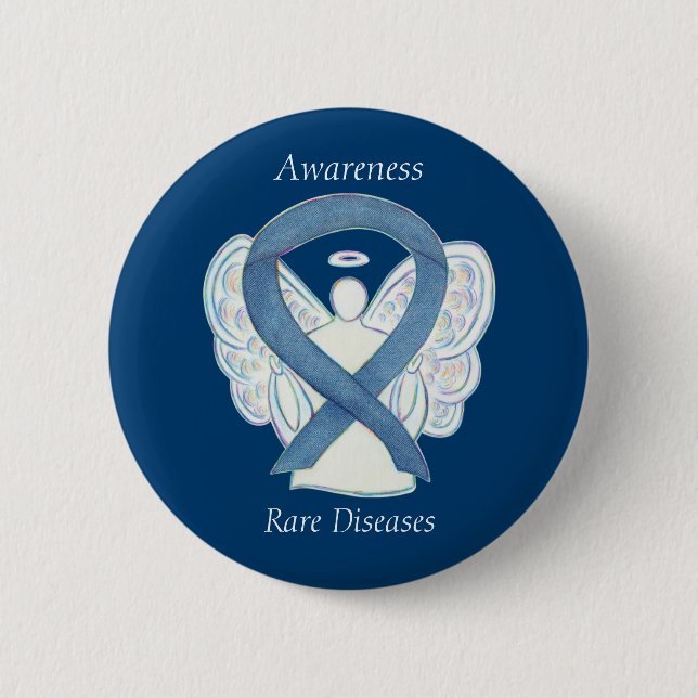 Badge Rond 5 Cm Maladies rares Denim Sensibilisation Angel Ruban É (Devant)