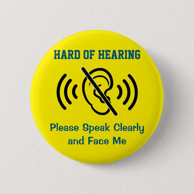 Badge Rond 5 Cm Malentendant - Jaune (Devant)