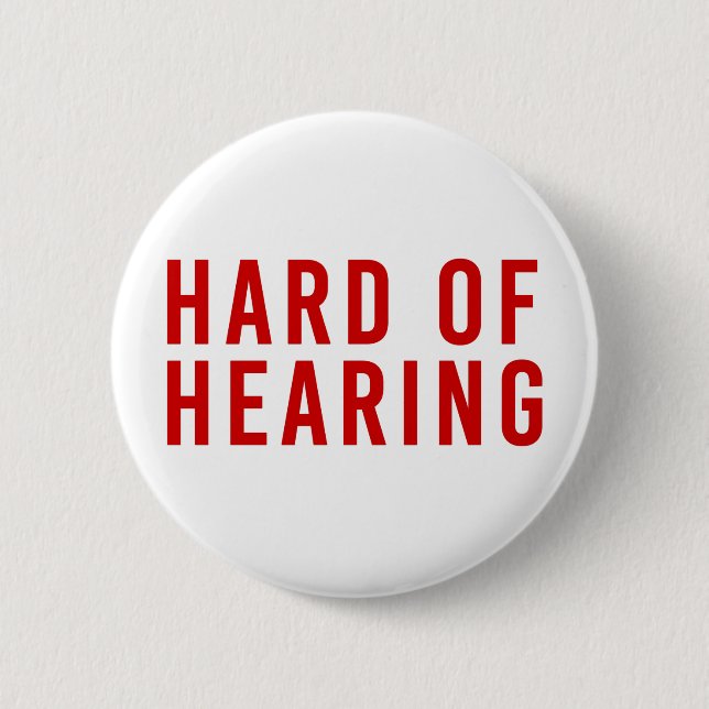 Badge Rond 5 Cm Malentendante, Perte auditive, Sourde rouge (Devant)