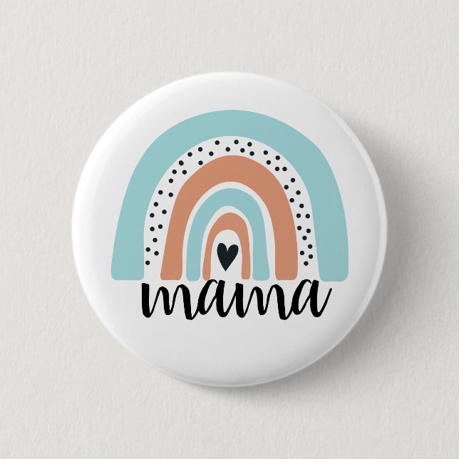 Badge Rond 5 Cm Mama Rainbow Blue Peach (Devant)