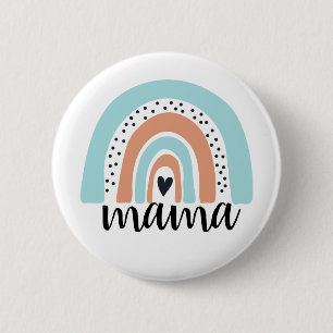 Badge Rond 5 Cm Mama Rainbow Blue Peach