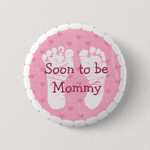 Badge Rond 5 Cm Maman à être bouton rose de baby shower