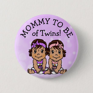 Badge Rond 5 Cm Maman à être de jumeaux, Baby shower hispanique