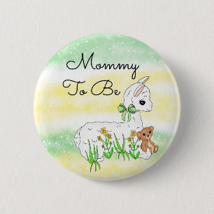 Badge Rond 5 Cm Maman à être Llama avec ours en Teddy