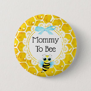 Badge Rond 5 Cm Maman au bouton de baby shower de nid d'abeilles