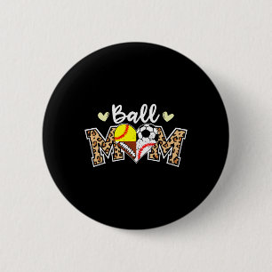 Badge Rond 5 Cm Maman Balle Léopard Football Football Baseball Sof