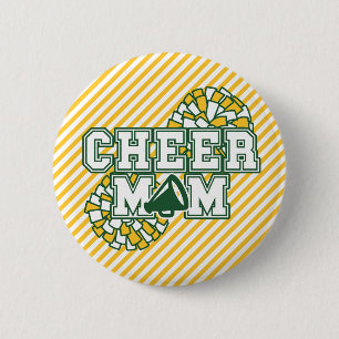Badge Rond 5 Cm Maman cheer verte et or