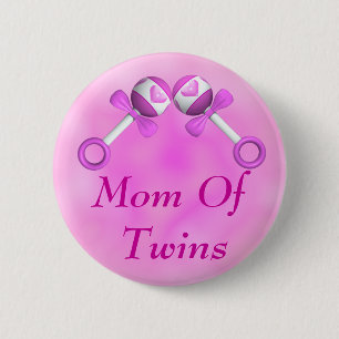 Badge Rond 5 Cm Maman de bouton jumeau de filles