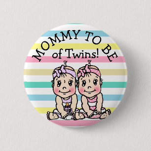 Badge Rond 5 Cm Maman doit être de jumeaux, Baby shower Button